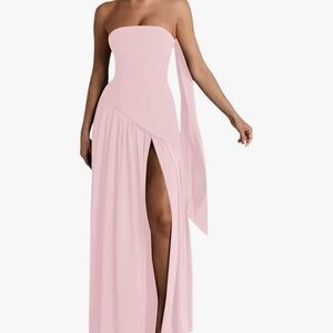 Elegant Pink Strapless Maxi Dress